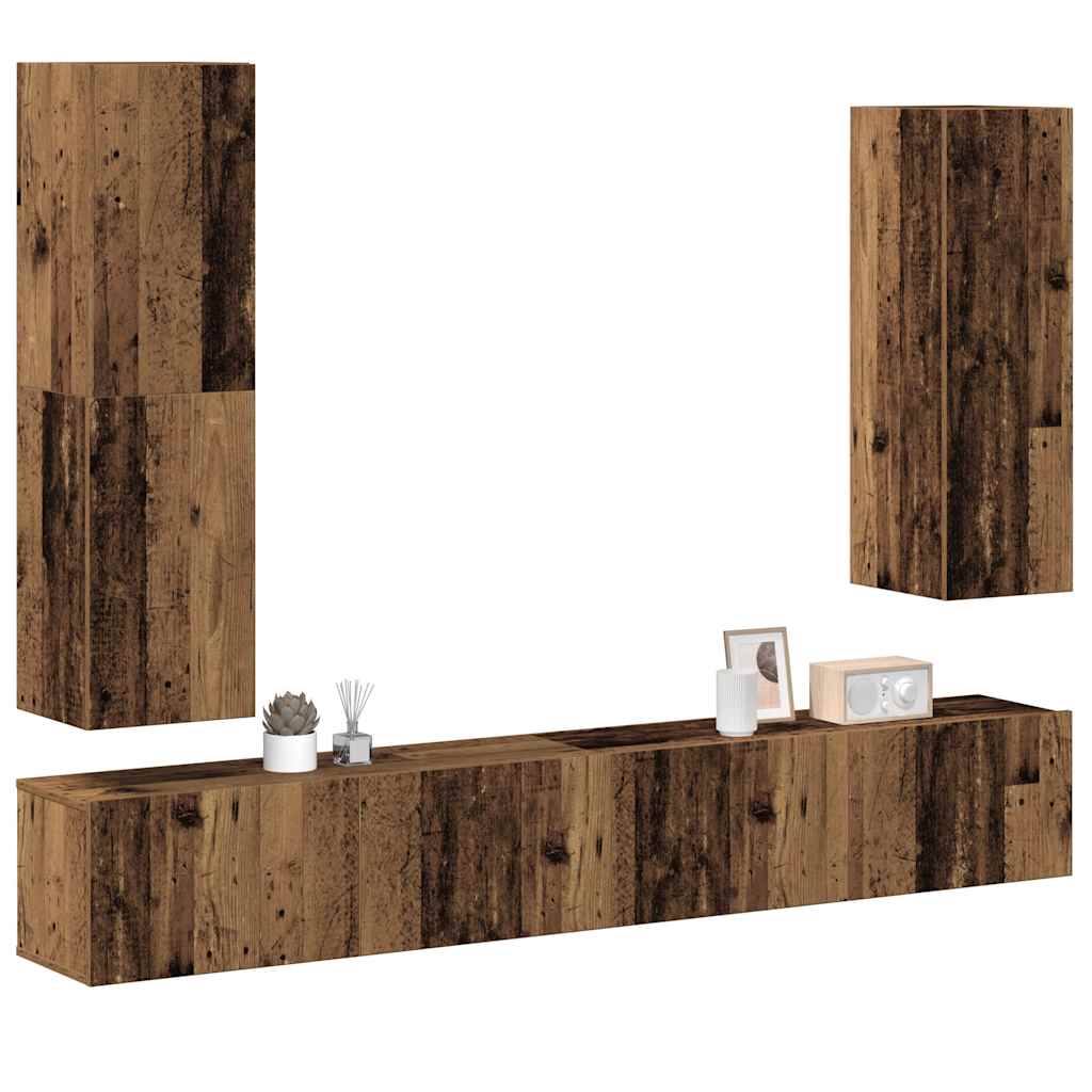 vidaXL Ensemble de meuble TV mural 4 pcs vieux bois bois d'ingénierie