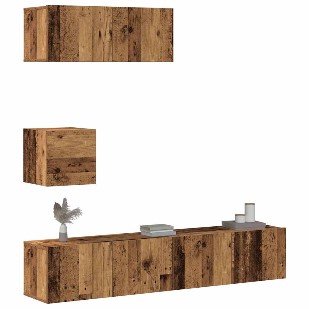 vidaXL Ensemble de meuble TV mural 4 pcs vieux bois bois d'ingénierie
