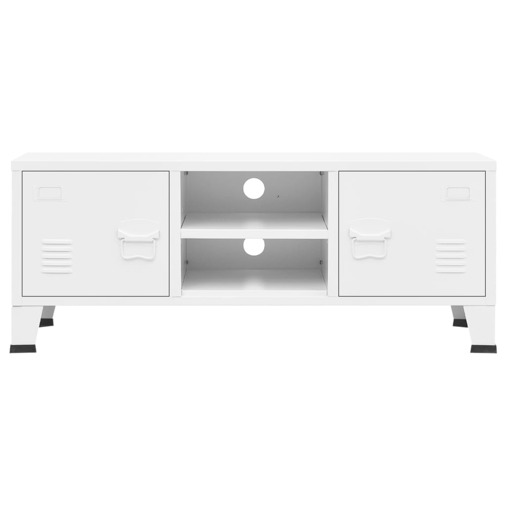 vidaXL Meuble TV industriel Blanc 105x35x42 cm Métal - Image 3