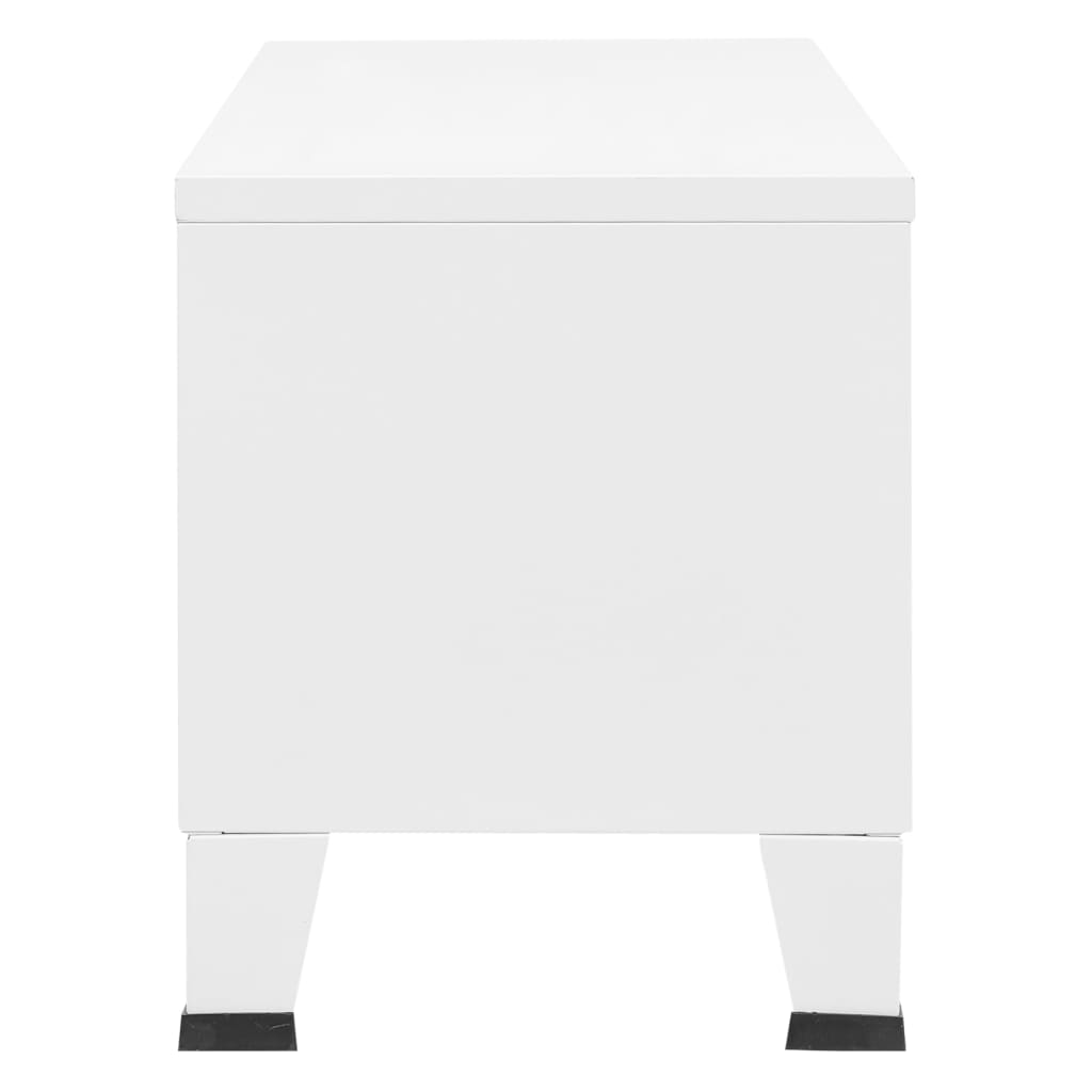 vidaXL Meuble TV industriel Blanc 105x35x42 cm Métal - Image 4