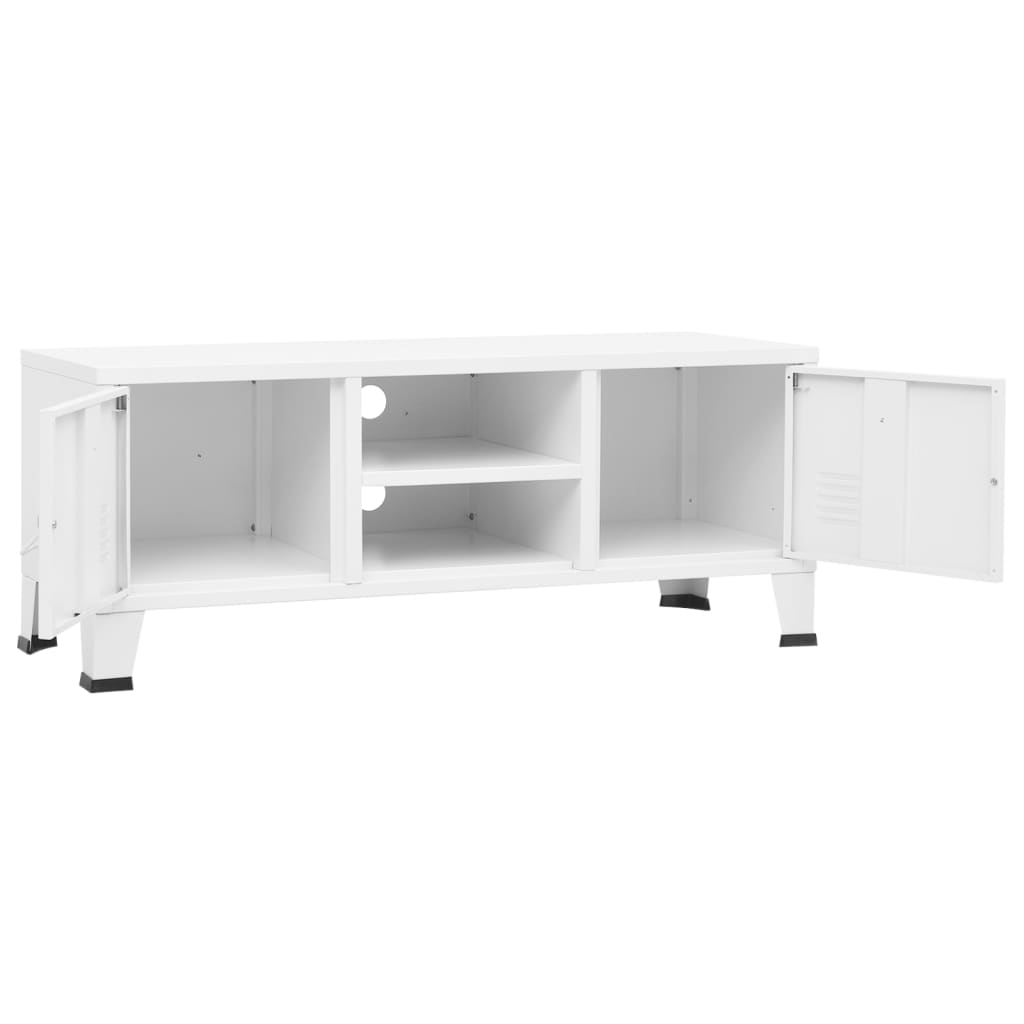vidaXL Meuble TV industriel Blanc 105x35x42 cm Métal - Image 6