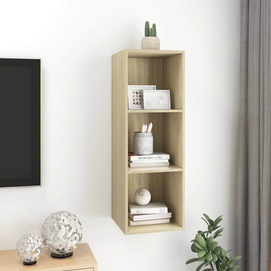 vidaXL Meuble TV mural Chêne sonoma 37x37x107 cm Bois d’ingénierie - Image 6
