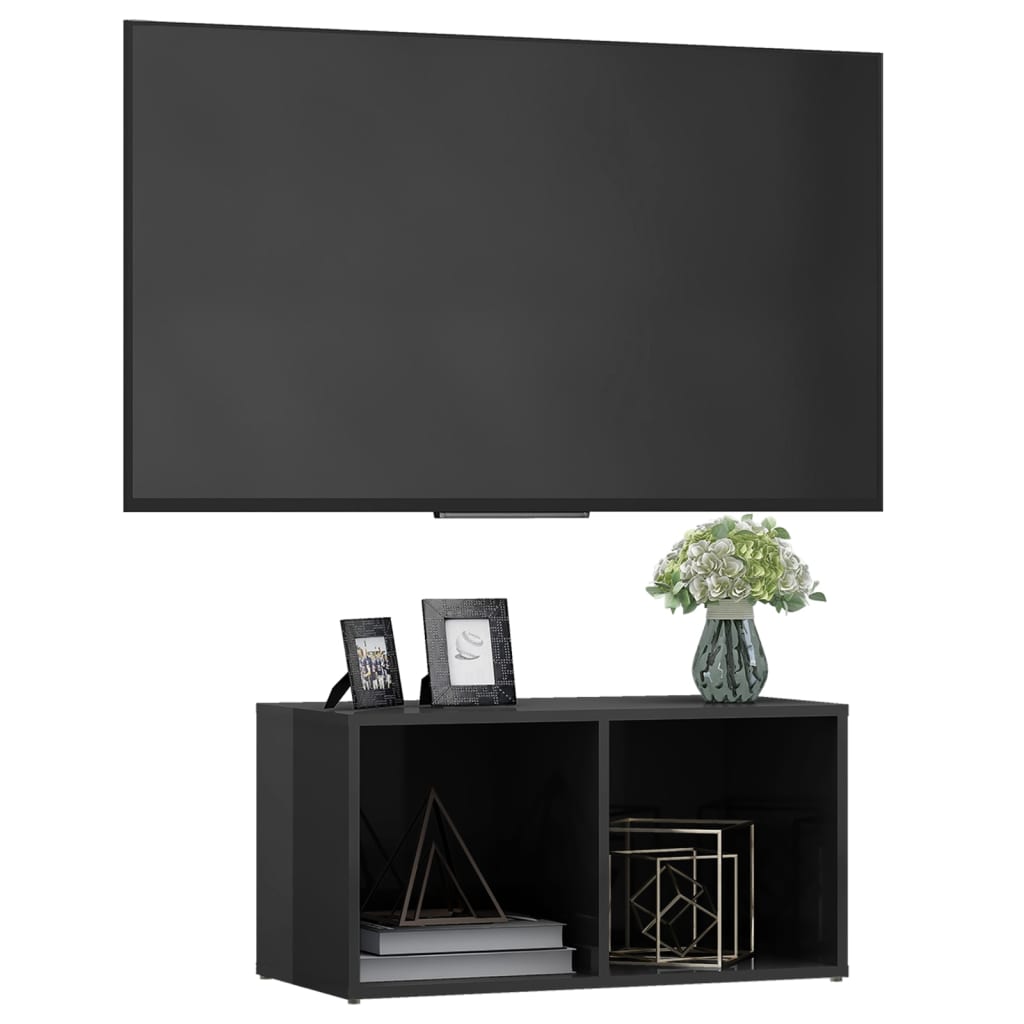 vidaXL Meuble TV gris brillant 72x35x36,5 cm bois d’ingénierie - Image 3