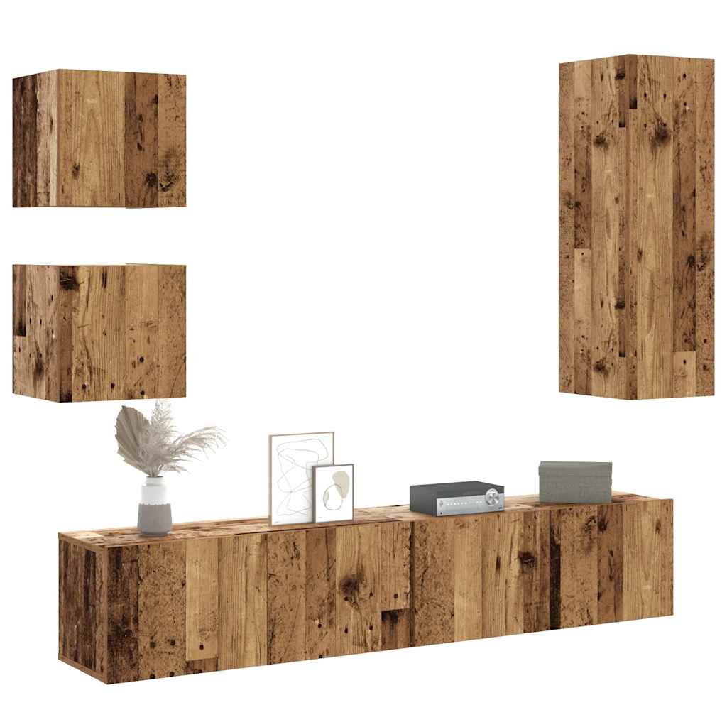 vidaXL Ensemble de meuble TV mural 5 pcs vieux bois bois d'ingénierie