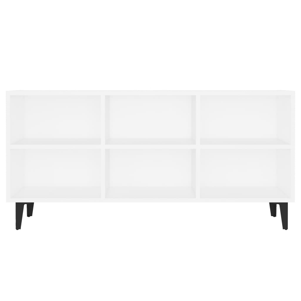 vidaXL Meuble TV avec pieds en métal Blanc 103,5x30x50 cm - Image 4
