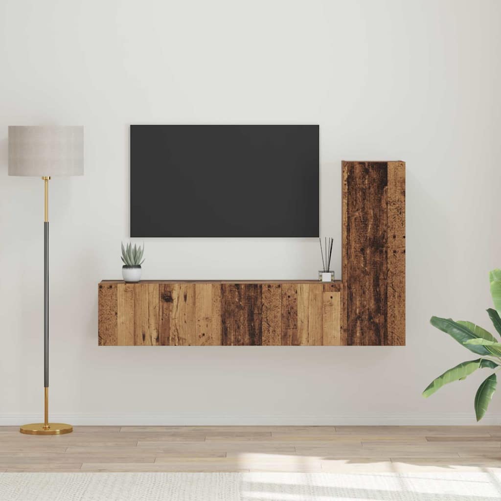 vidaXL Ensemble meuble TV 3 pcs Bois Ancien Bois d'ingénierie