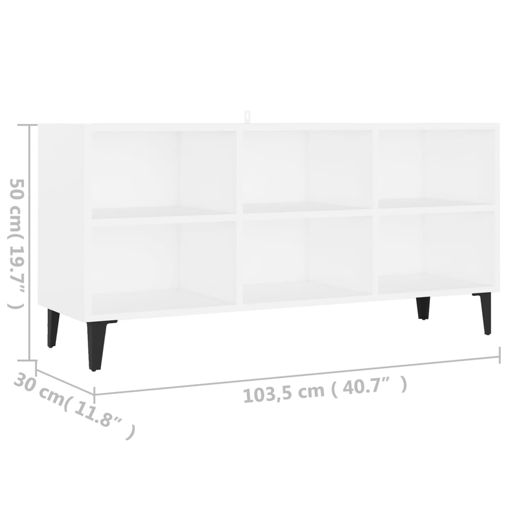 vidaXL Meuble TV avec pieds en métal Blanc 103,5x30x50 cm - Image 6