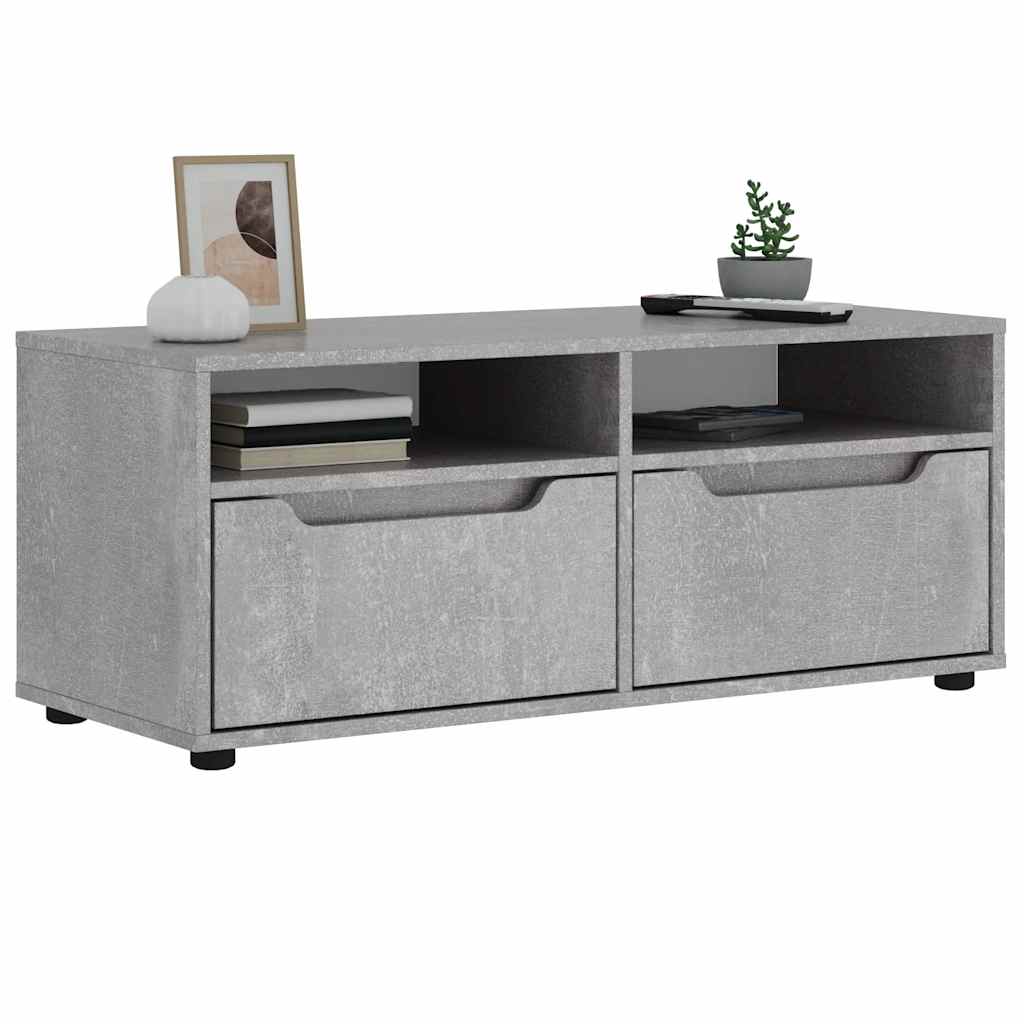 vidaXL Meuble TV VISNES gris béton 100x40x38 cm bois d'ingénierie