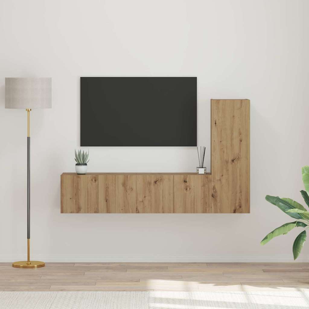 vidaXL Ensemble meuble TV 3 pcs Chêne artisanal Bois d'ingénierie
