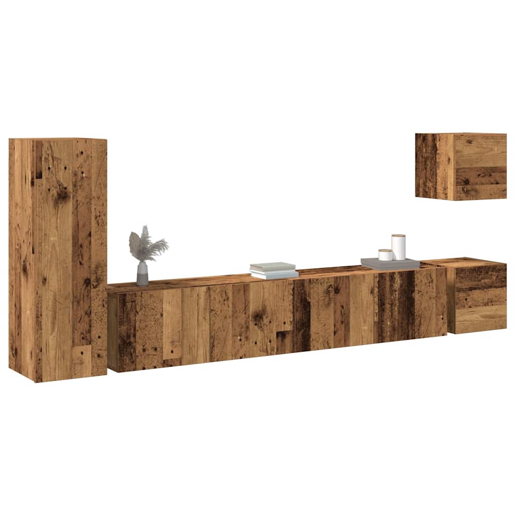 vidaXL Ensemble de meuble TV mural 5 pcs vieux bois bois d'ingénierie