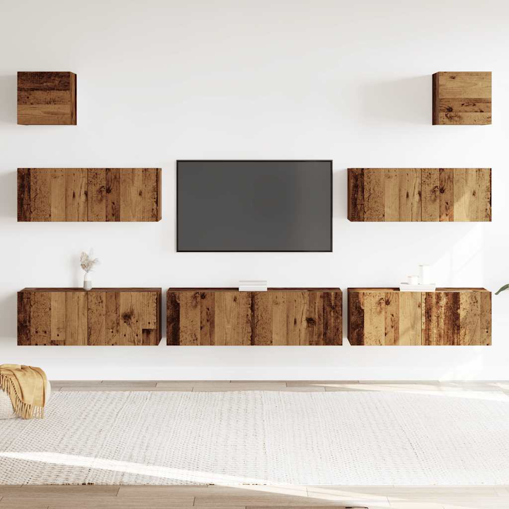 vidaXL Ensemble de meuble TV mural 7 pcs vieux bois bois d'ingénierie - Image 3