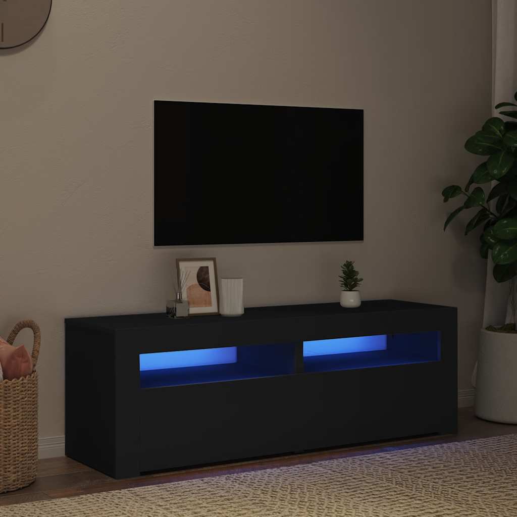 vidaXL Meuble TV avec lumières LED noir 120x35x40 cm