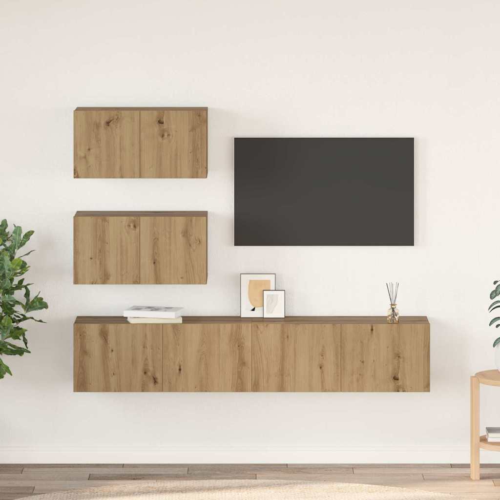 vidaXL Ensemble meuble TV 4 pcs Chêne artisanal Bois d'ingénierie