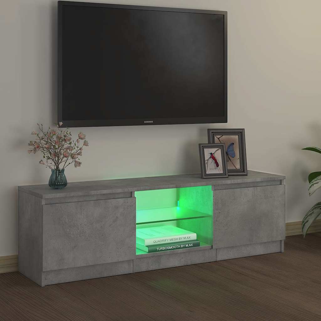 vidaXL Meuble TV avec lumières LED gris béton 120x30x36 cm - Image 4