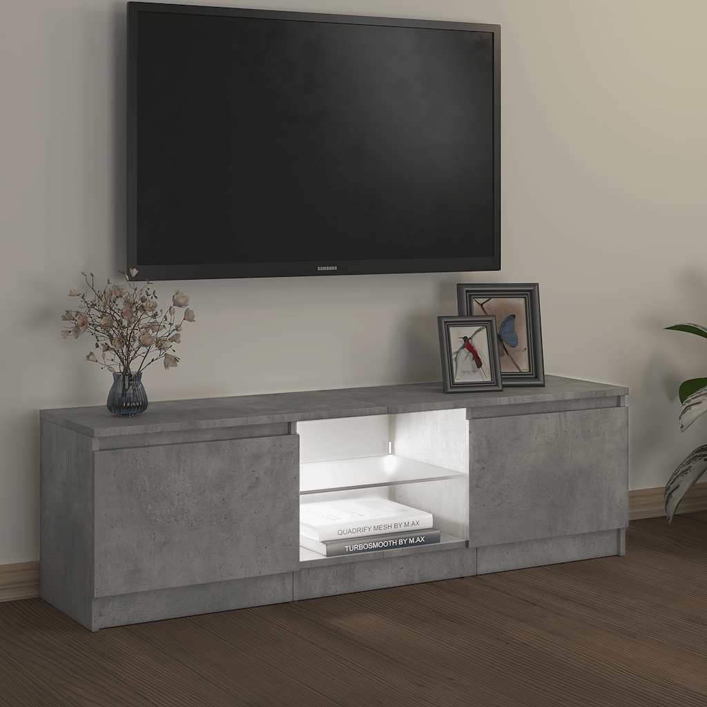 vidaXL Meuble TV avec lumières LED gris béton 120x30x36 cm - Image 5