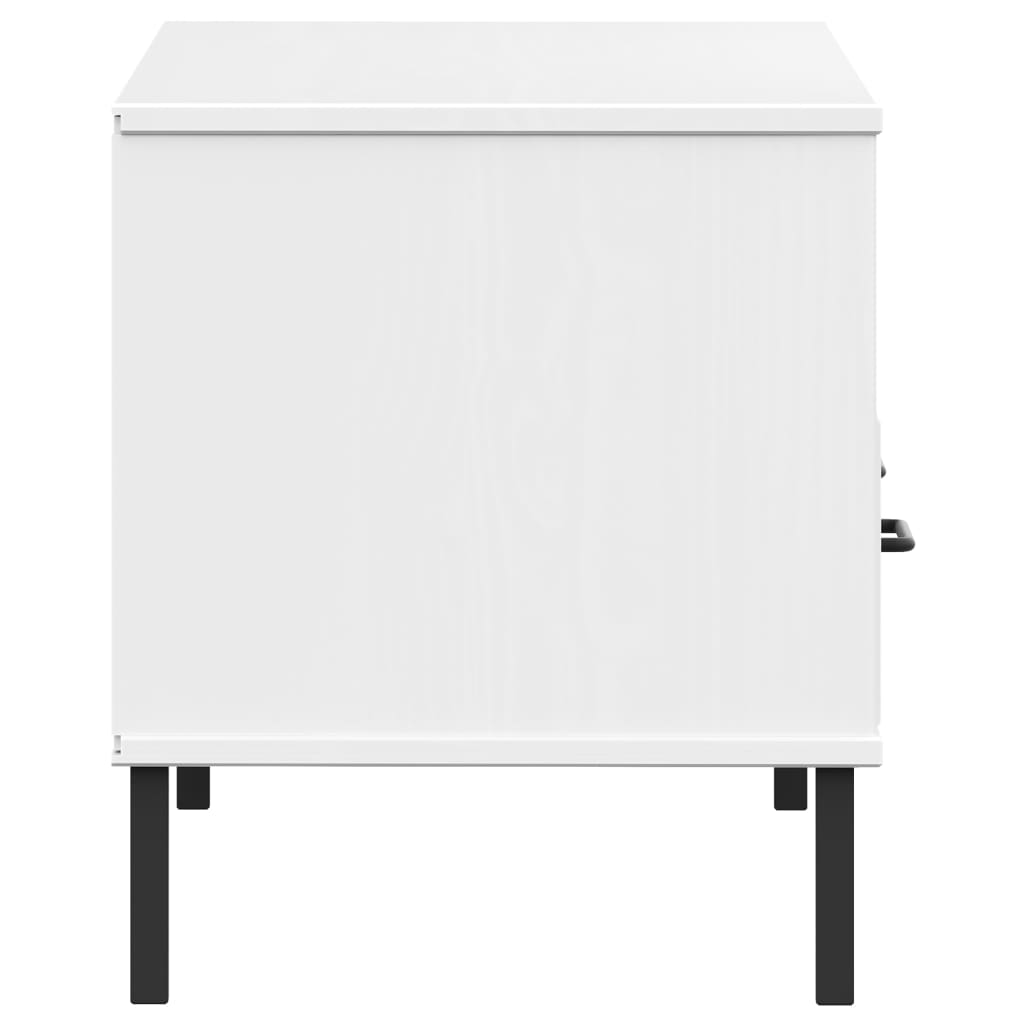 vidaXL Meuble TV avec pieds en métal Blanc Bois de pin massif OSLO - Image 6