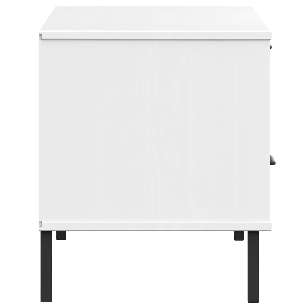 vidaXL Meuble TV avec pieds en métal Blanc Bois de pin massif OSLO - Image 6