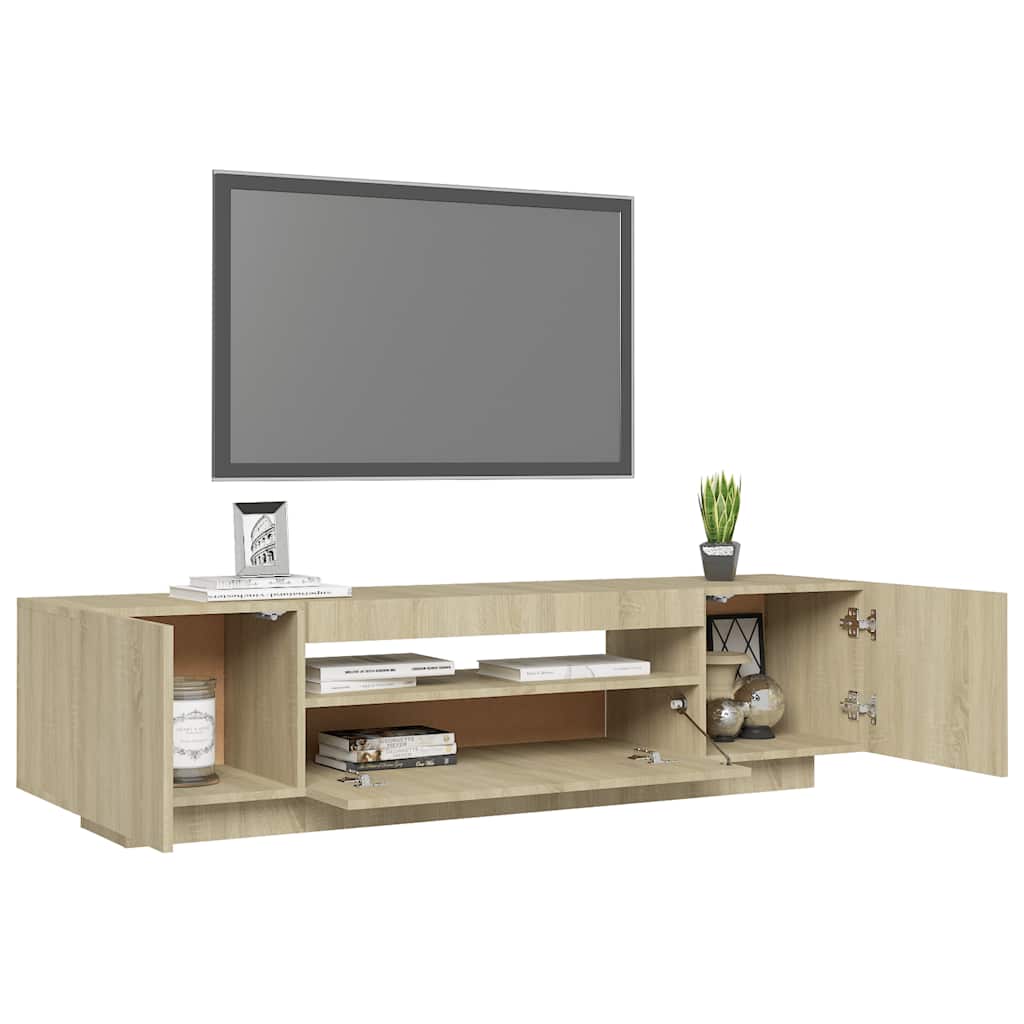 vidaXL Meuble TV avec lumières LED Chêne sonoma 160x35x40 cm - Image 6