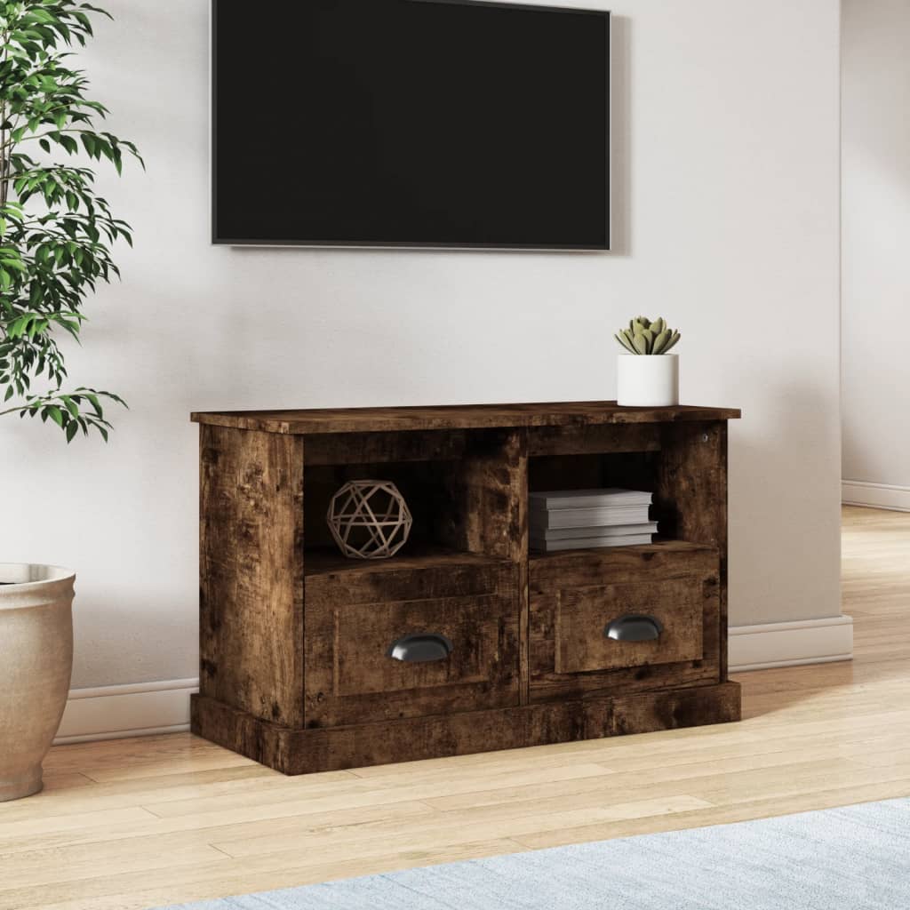 vidaXL Meuble TV chêne fumé 80x35x50 cm bois d'ingénierie