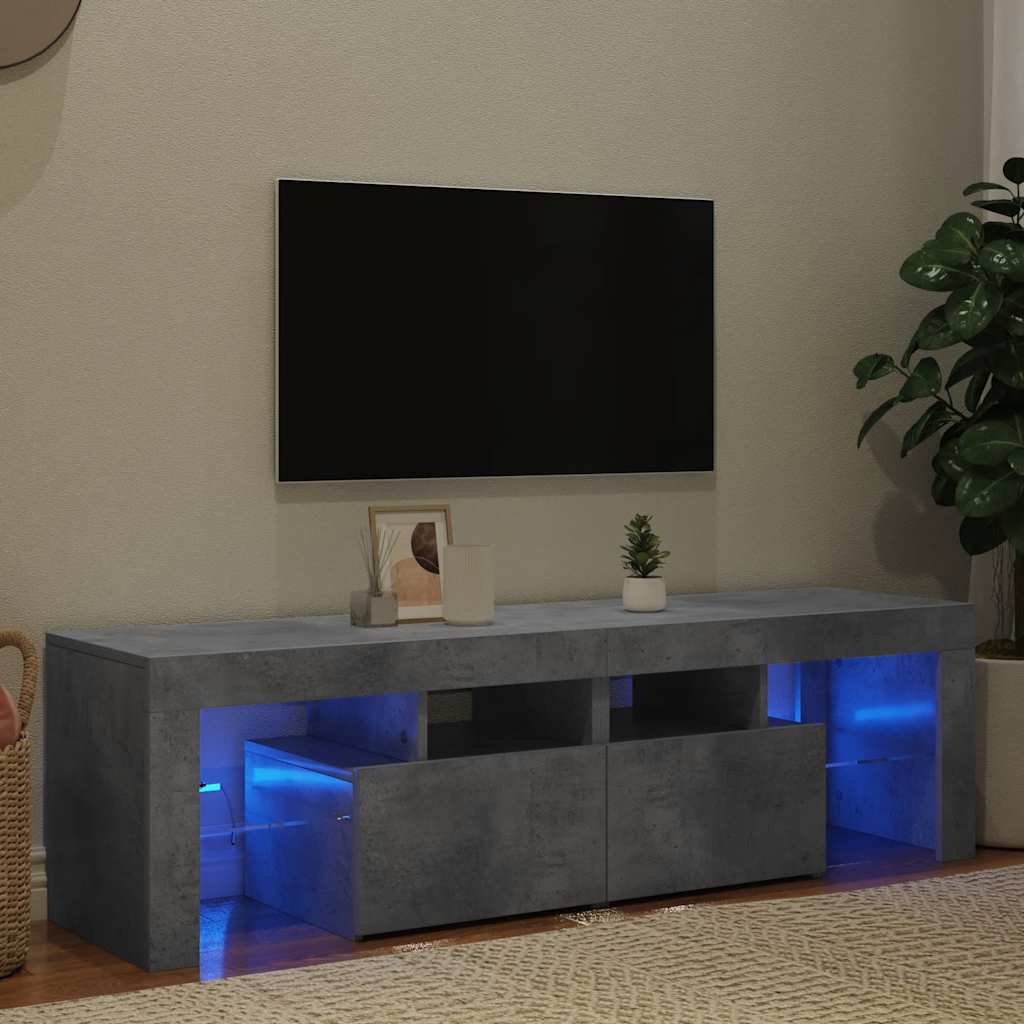 vidaXL Meuble TV avec lumières LED Gris béton 140x36,5x40 cm