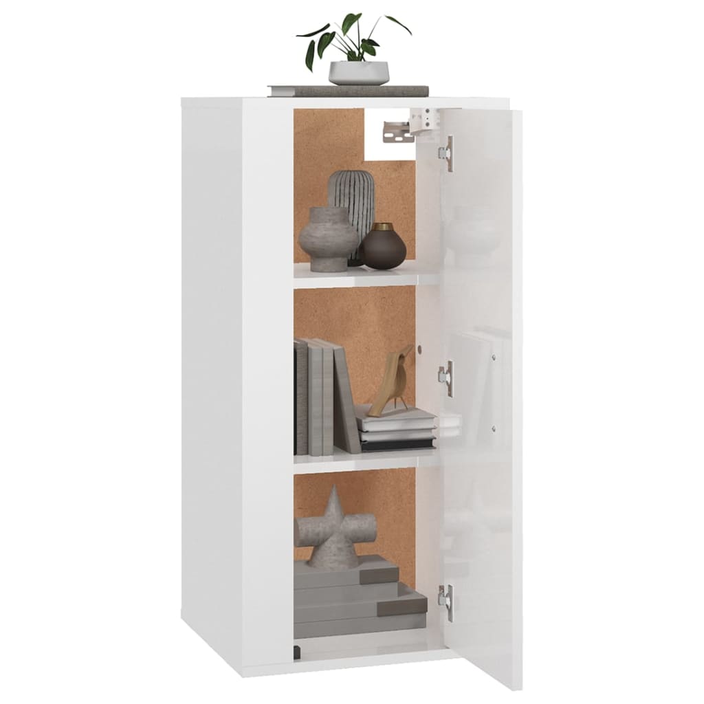 vidaXL Meuble TV mural Blanc brillant 40x34,5x80 cm - Image 3