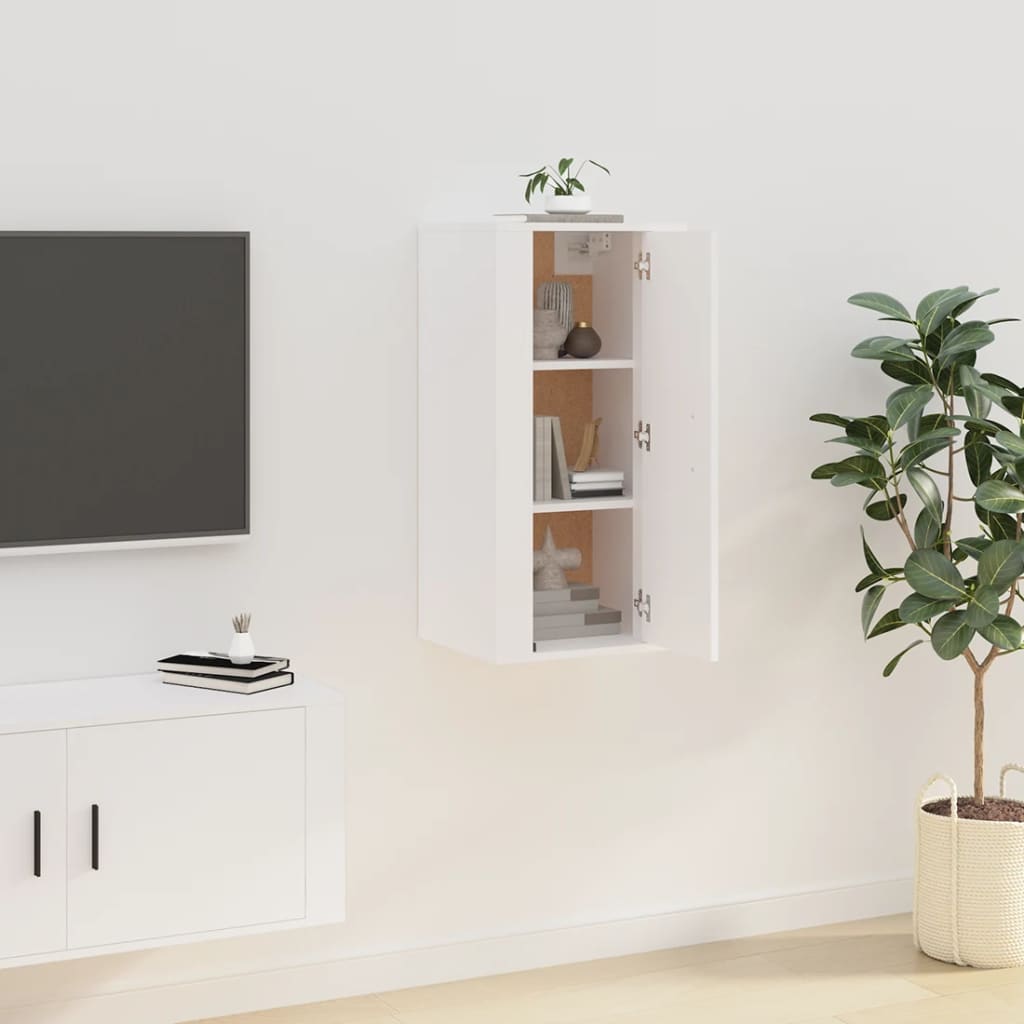 vidaXL Meuble TV mural Blanc 40x34,5x80 cm