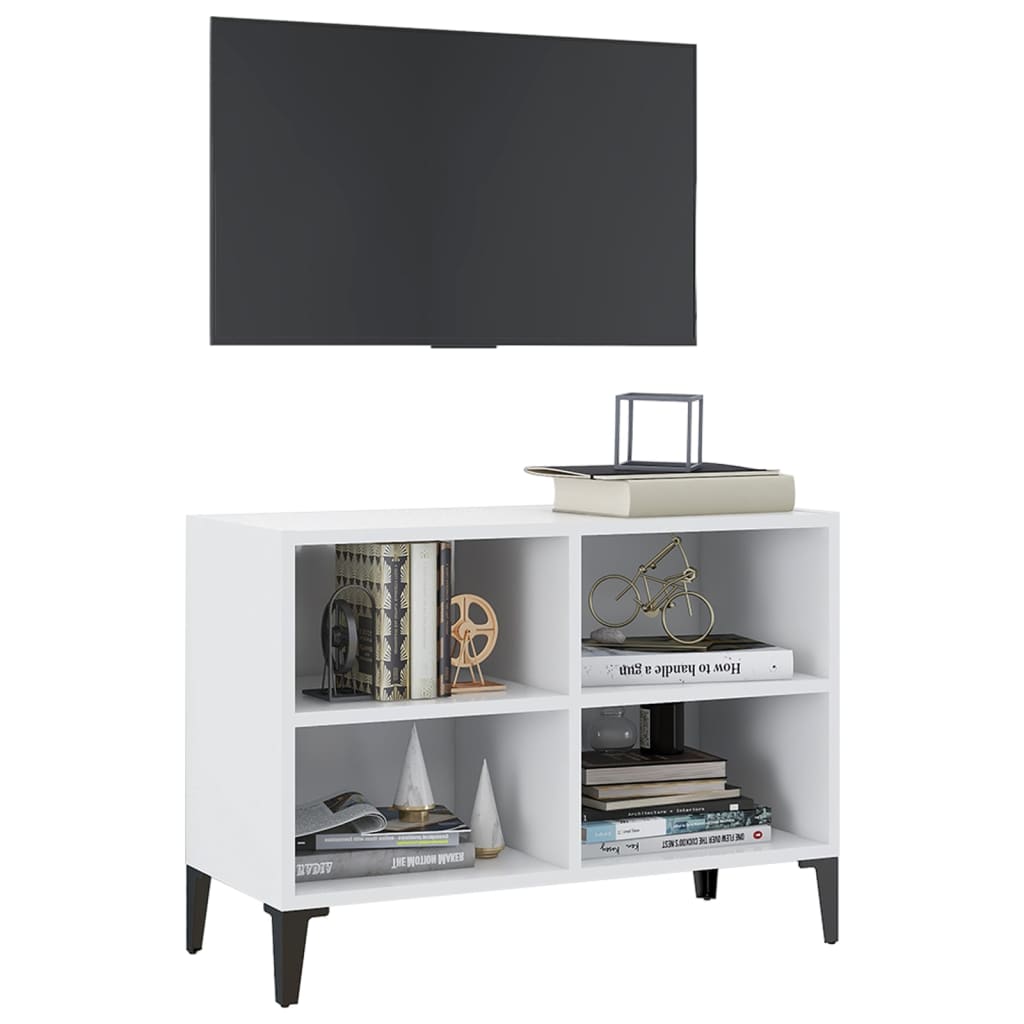 vidaXL Meuble TV avec pieds en métal Blanc 69,5x30x50 cm - Image 3