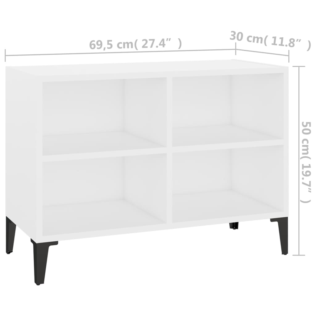 vidaXL Meuble TV avec pieds en métal Blanc 69,5x30x50 cm - Image 6