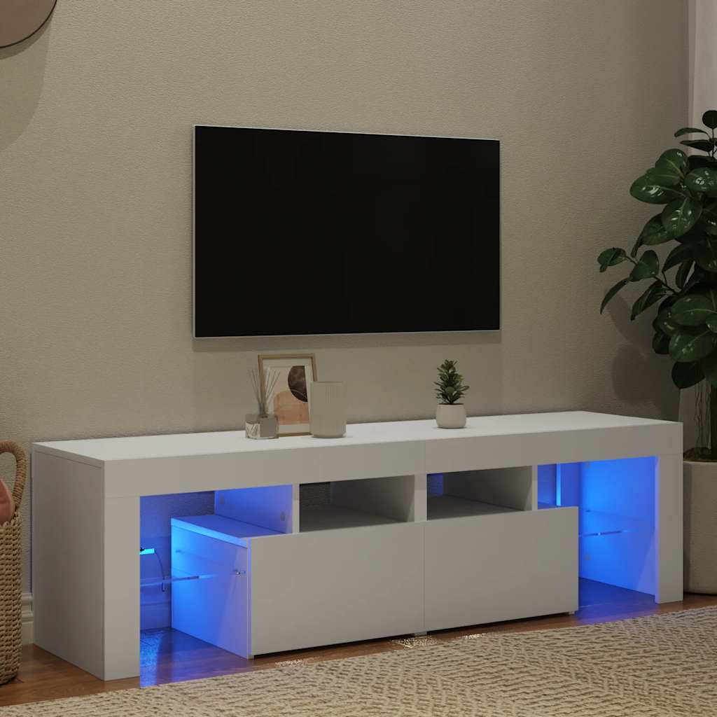 vidaXL Meuble TV avec lumières LED Blanc 140x36,5x40 cm