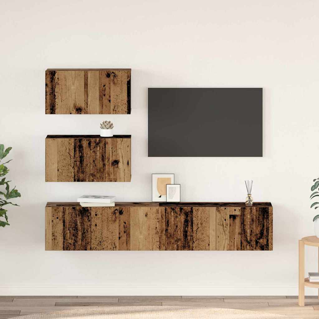 vidaXL Ensemble meuble TV 4 pcs Bois Ancien Bois d'ingénierie