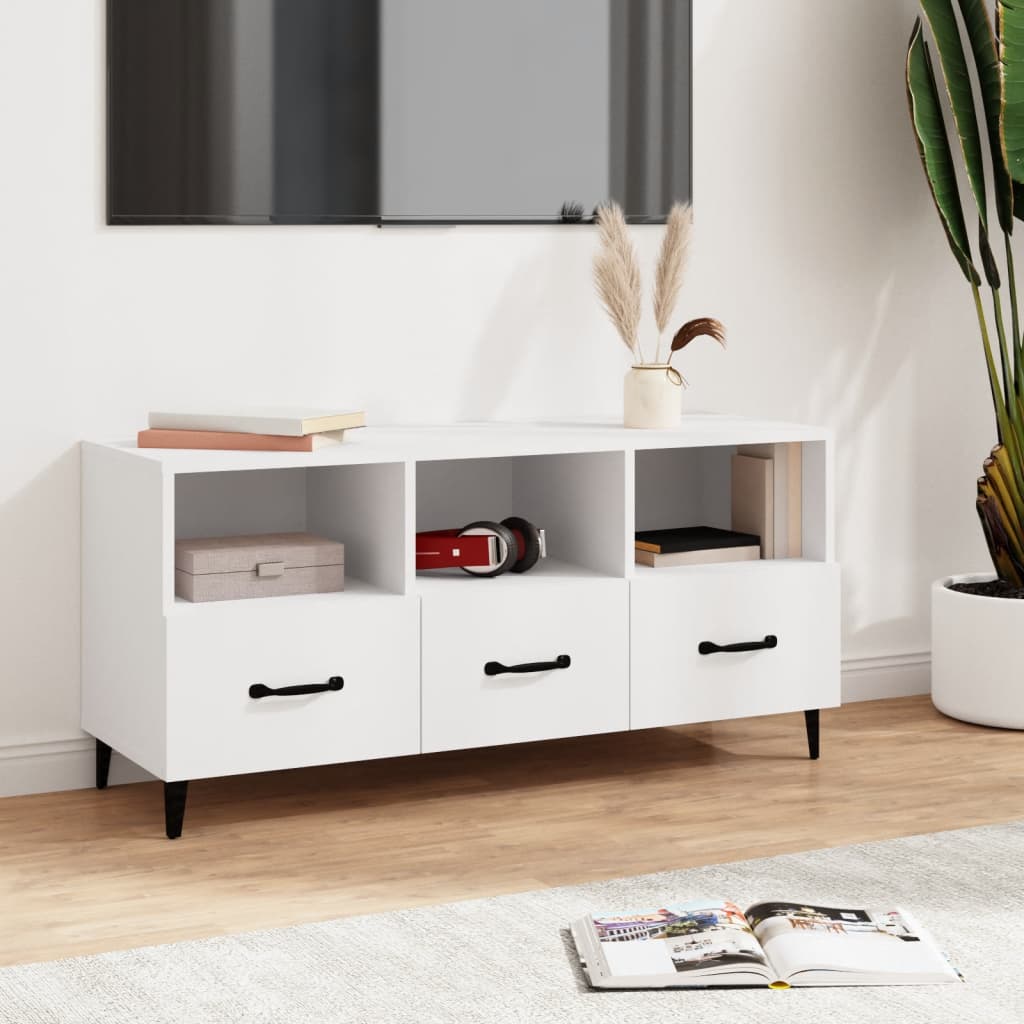 vidaXL Meuble TV Blanc 102x35x50 cm Bois d'ingénierie