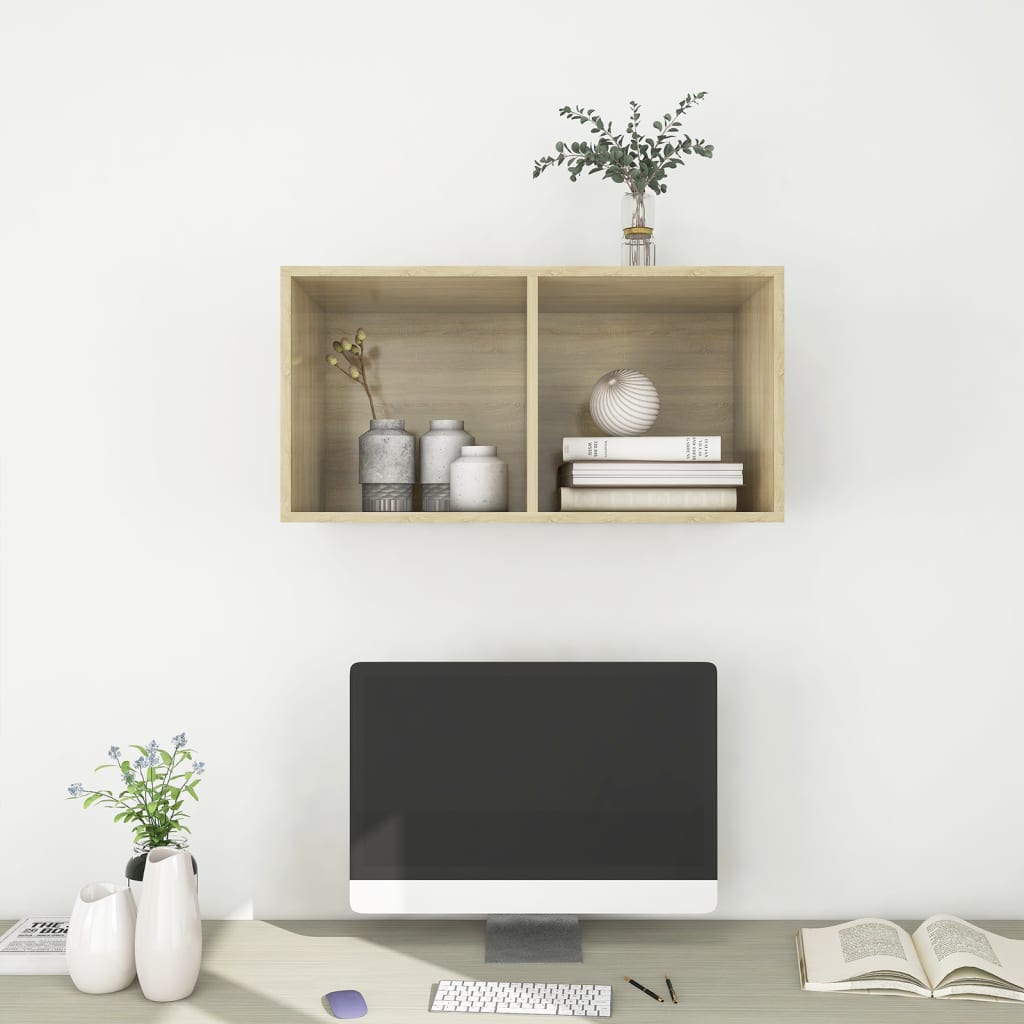 vidaXL Meuble TV mural Chêne sonoma 37x37x72 cm Bois d’ingénierie - Image 6