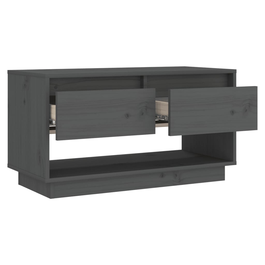 vidaXL Meuble TV Gris 74x34x40 cm Bois de pin massif - Image 4