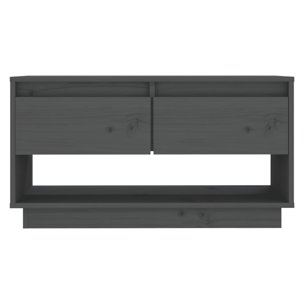 vidaXL Meuble TV Gris 74x34x40 cm Bois de pin massif - Image 3
