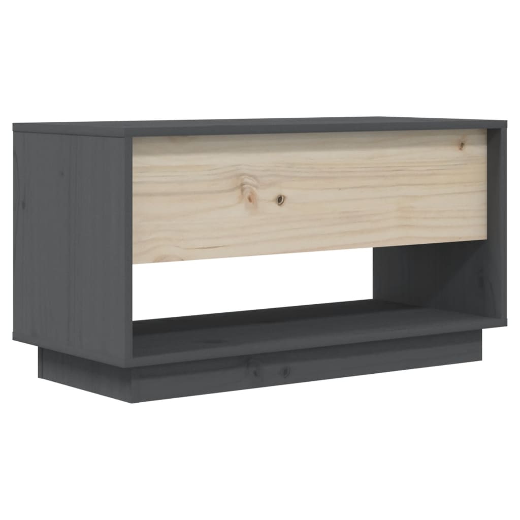 vidaXL Meuble TV Gris 74x34x40 cm Bois de pin massif - Image 6