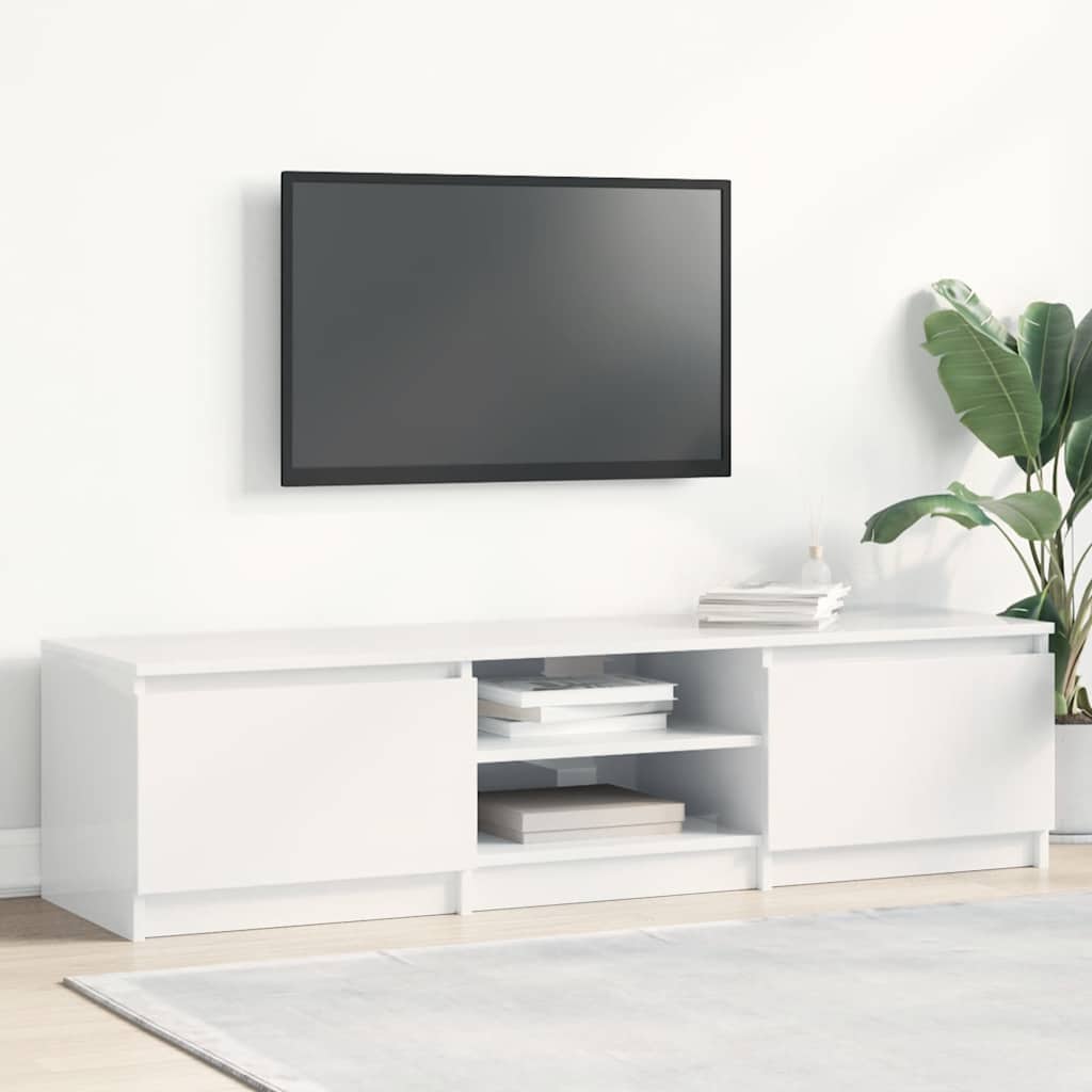 vidaXL Meuble TV blanc brillant 140x40x35,5 cm bois d'ingénierie