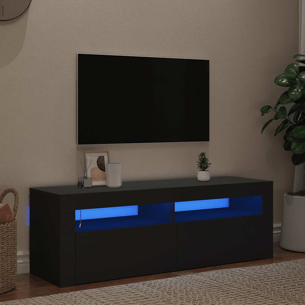 vidaXL Meuble TV avec lumières LED noir 120x35x40 cm