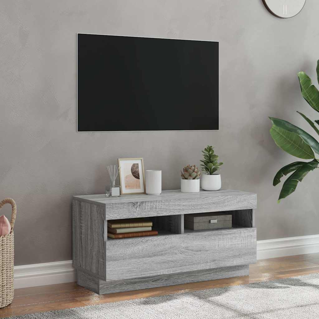 vidaXL Meuble TV avec lumières LED sonoma gris 80x35x40 cm