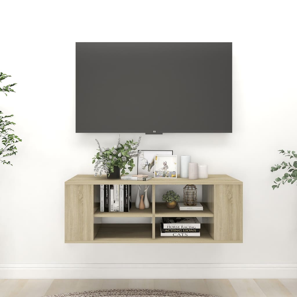 vidaXL Meuble TV mural Chêne sonoma 102x35x35 cm Bois d’ingénierie