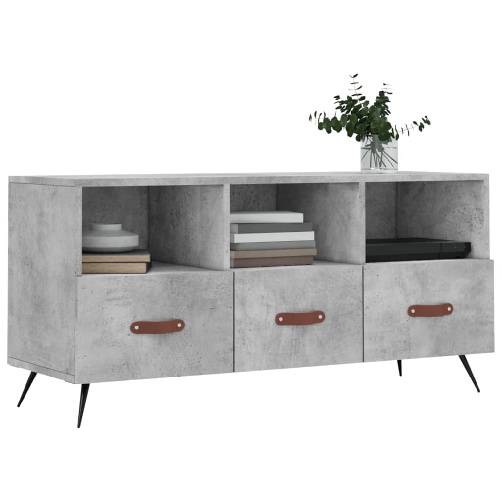 vidaXL Meuble TV gris béton 102x36x50 cm bois d'ingénierie - Image 3