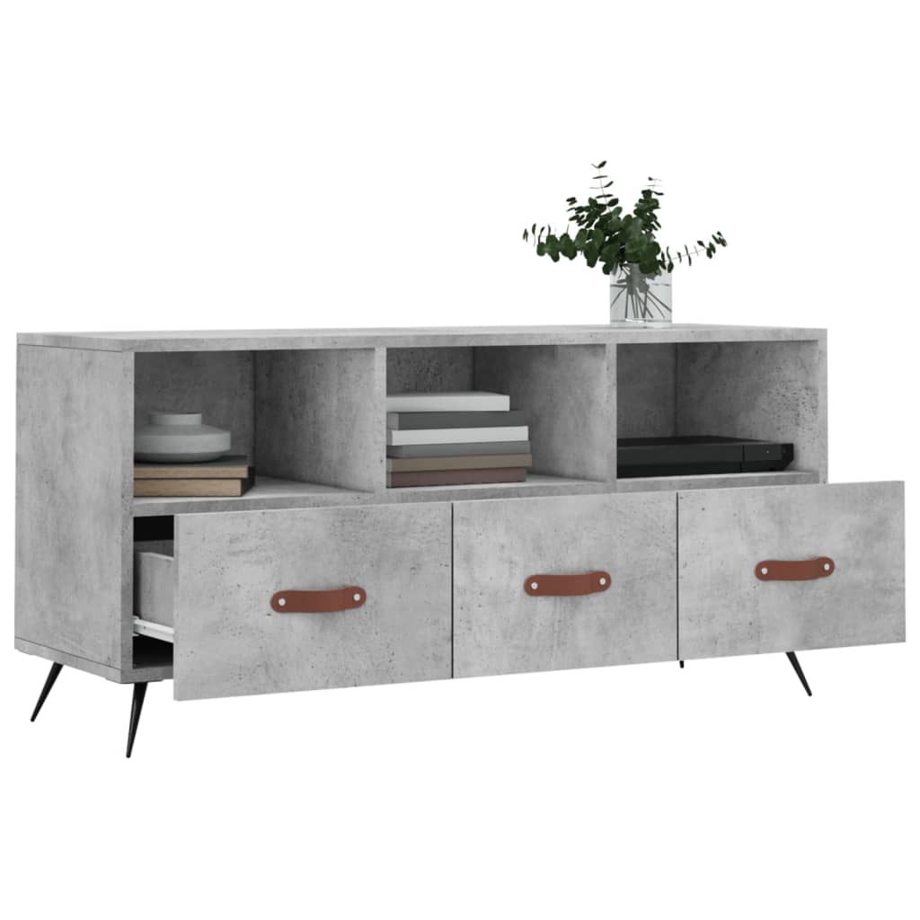 vidaXL Meuble TV gris béton 102x36x50 cm bois d'ingénierie - Image 4