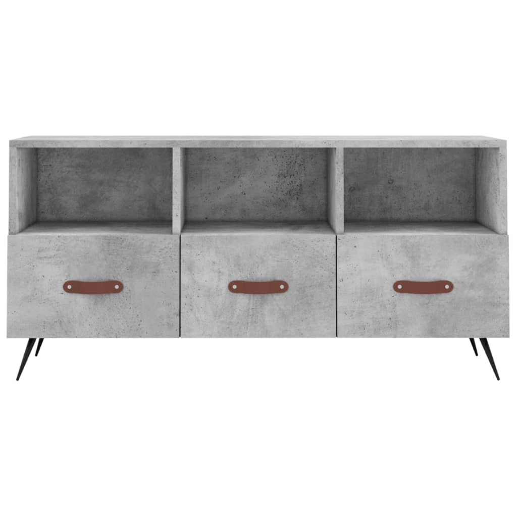 vidaXL Meuble TV gris béton 102x36x50 cm bois d'ingénierie - Image 5
