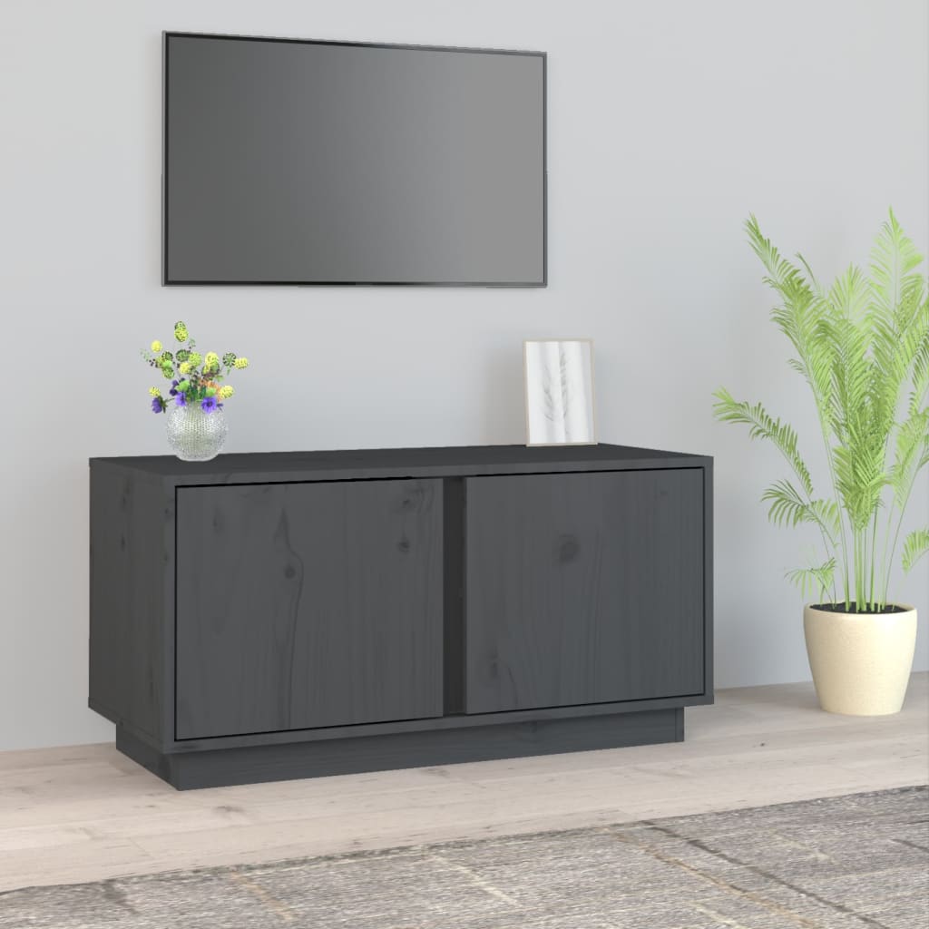 vidaXL Meuble TV Gris 80x35x40,5 cm Bois de pin massif