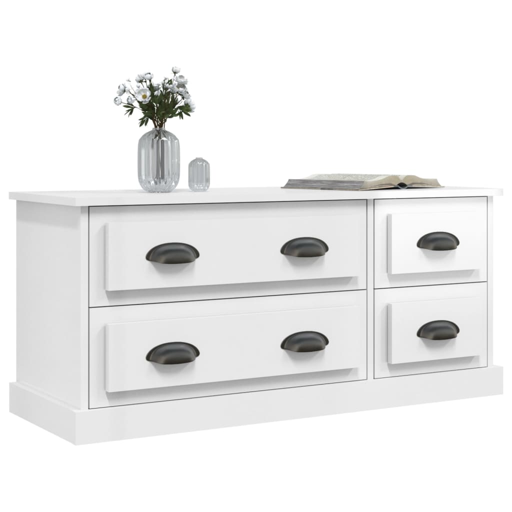 vidaXL Meuble TV blanc brillant 100x35,5x45 cm bois d'ingénierie - Image 4