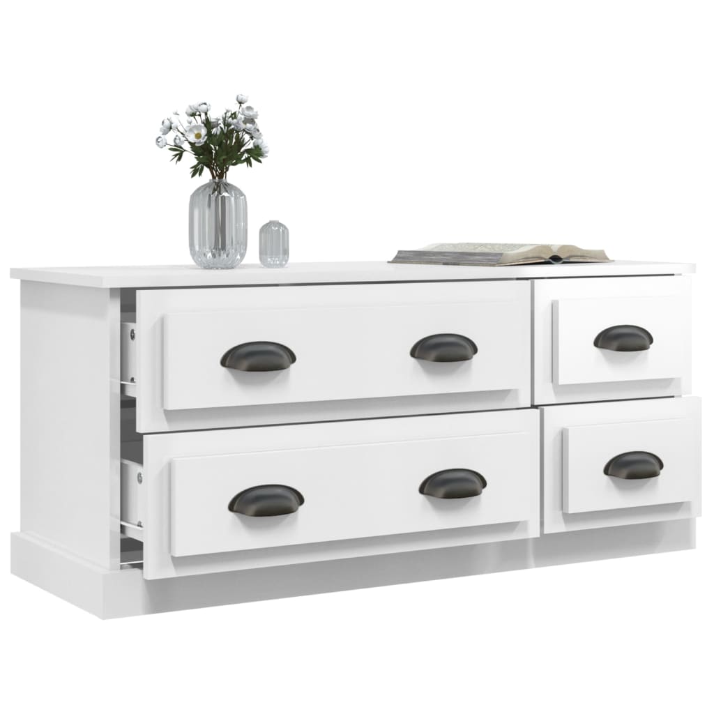 vidaXL Meuble TV blanc brillant 100x35,5x45 cm bois d'ingénierie - Image 5
