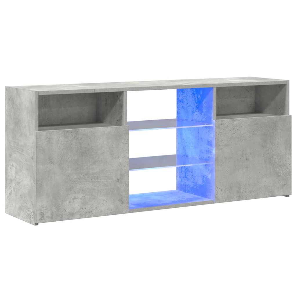 vidaXL Meuble TV avec lumières LED gris béton 120x30x50 cm - Image 3