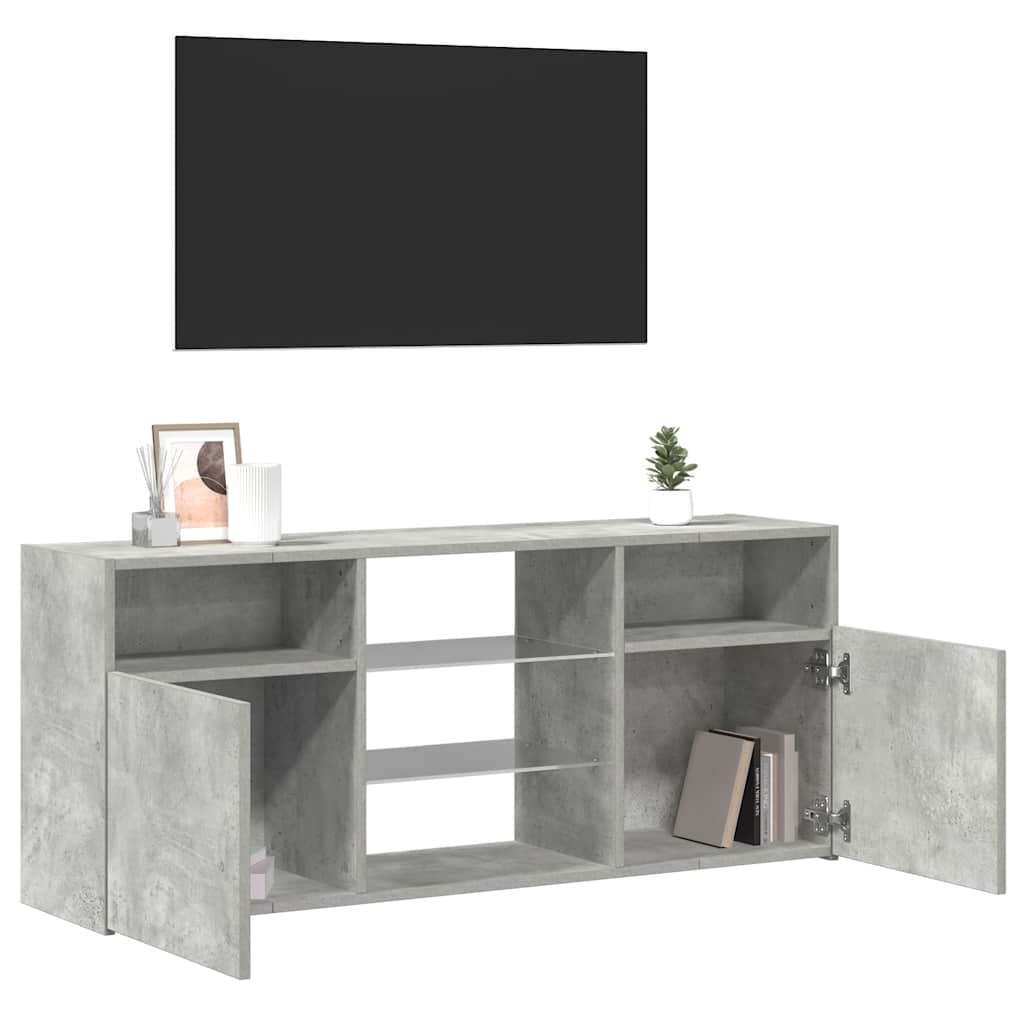 vidaXL Meuble TV avec lumières LED gris béton 120x30x50 cm - Image 5