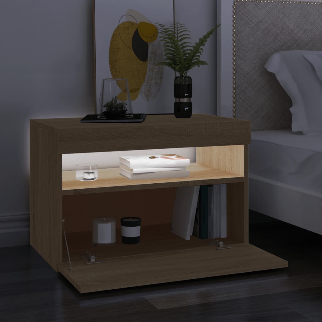 vidaXL Meuble TV avec lumières LED chêne sonoma 60x35x40 cm - Image 4