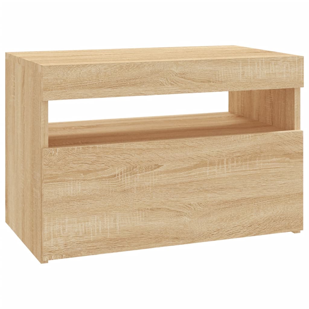 vidaXL Meuble TV avec lumières LED chêne sonoma 60x35x40 cm - Image 3