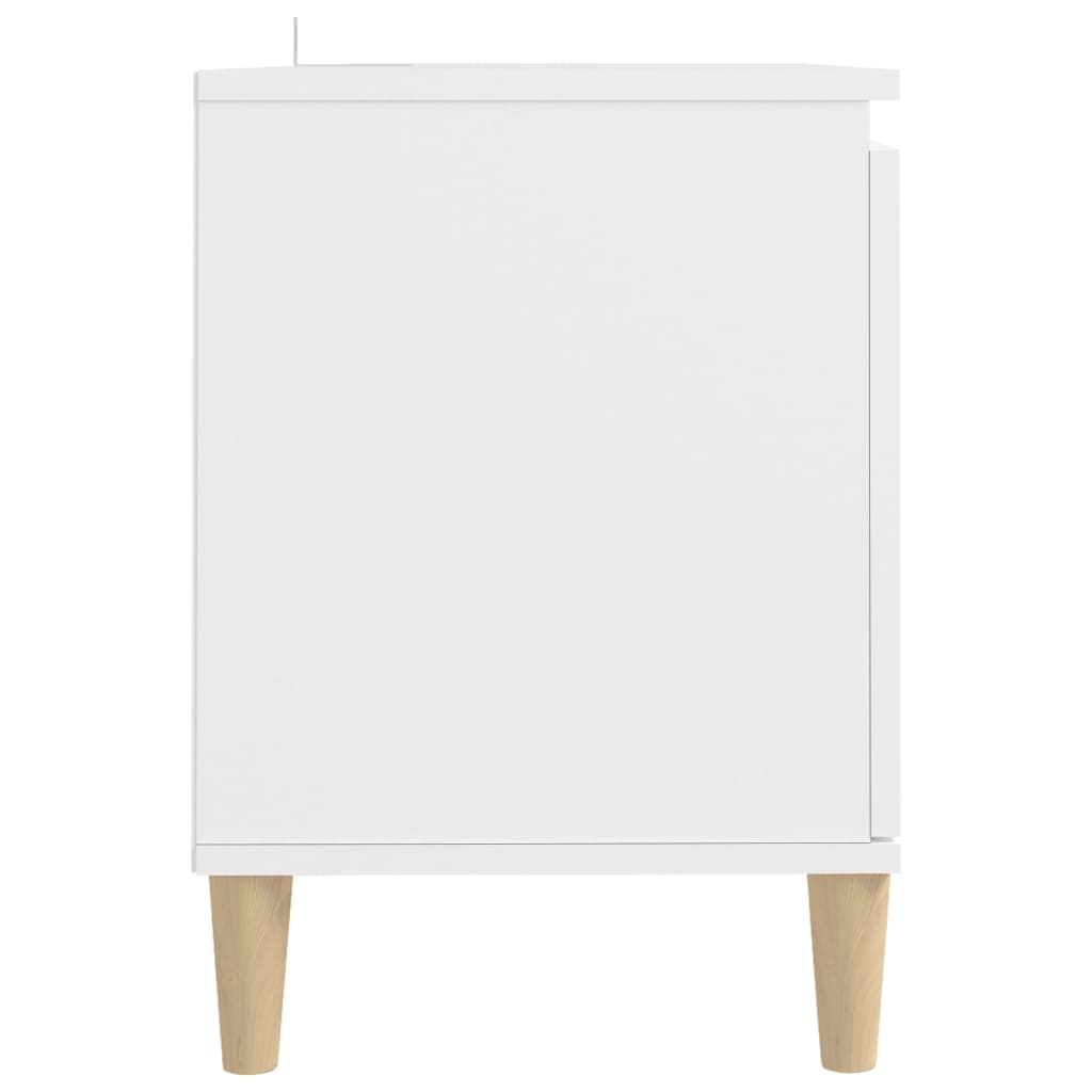 vidaXL Meuble TV avec pieds en bois massif Blanc 103,5x35x50 cm - Image 6